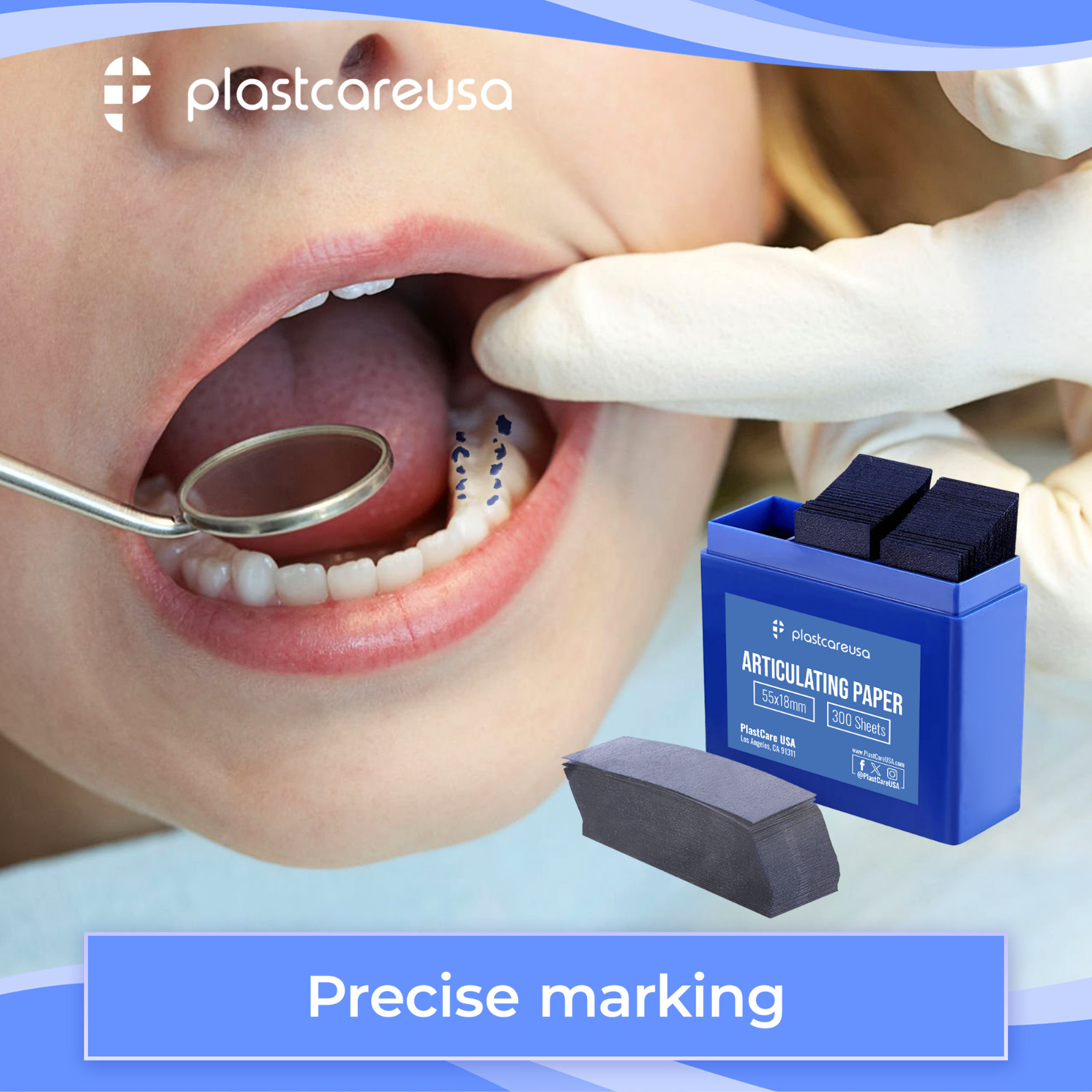 Dental Articulating Paper Strips Refill 100 microns 55×18 mm 300/Box Red Blue