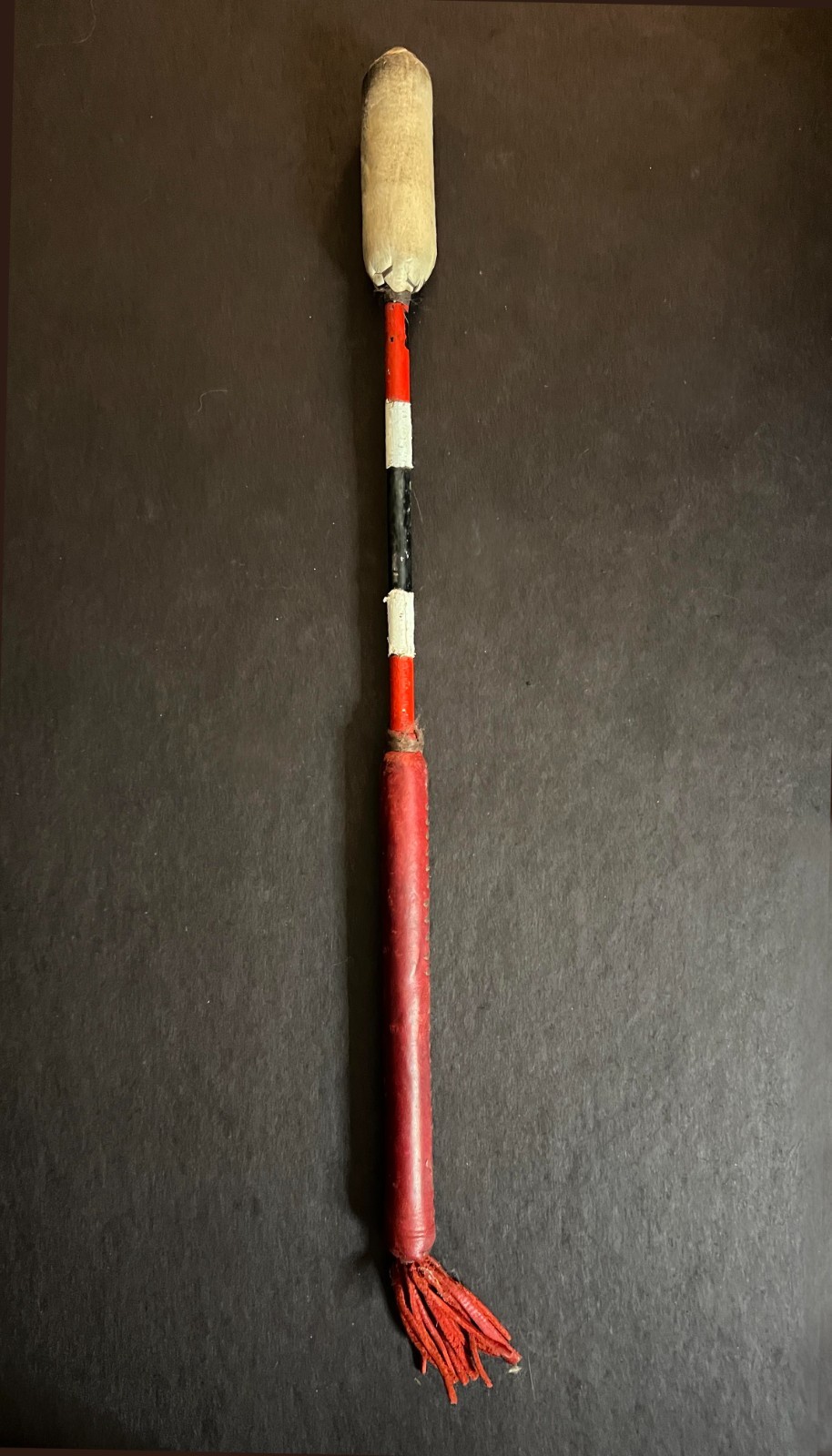 SIOUX WOODEN DRUM BEATER Vintage Hand Made Buckskin Wrap Native American Antique