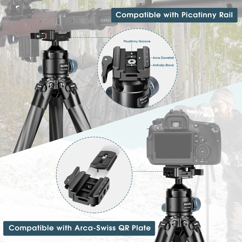 NEW Manbily Tripod for Shooting & Camera Picatinny Arca Swiss Adapter 360°