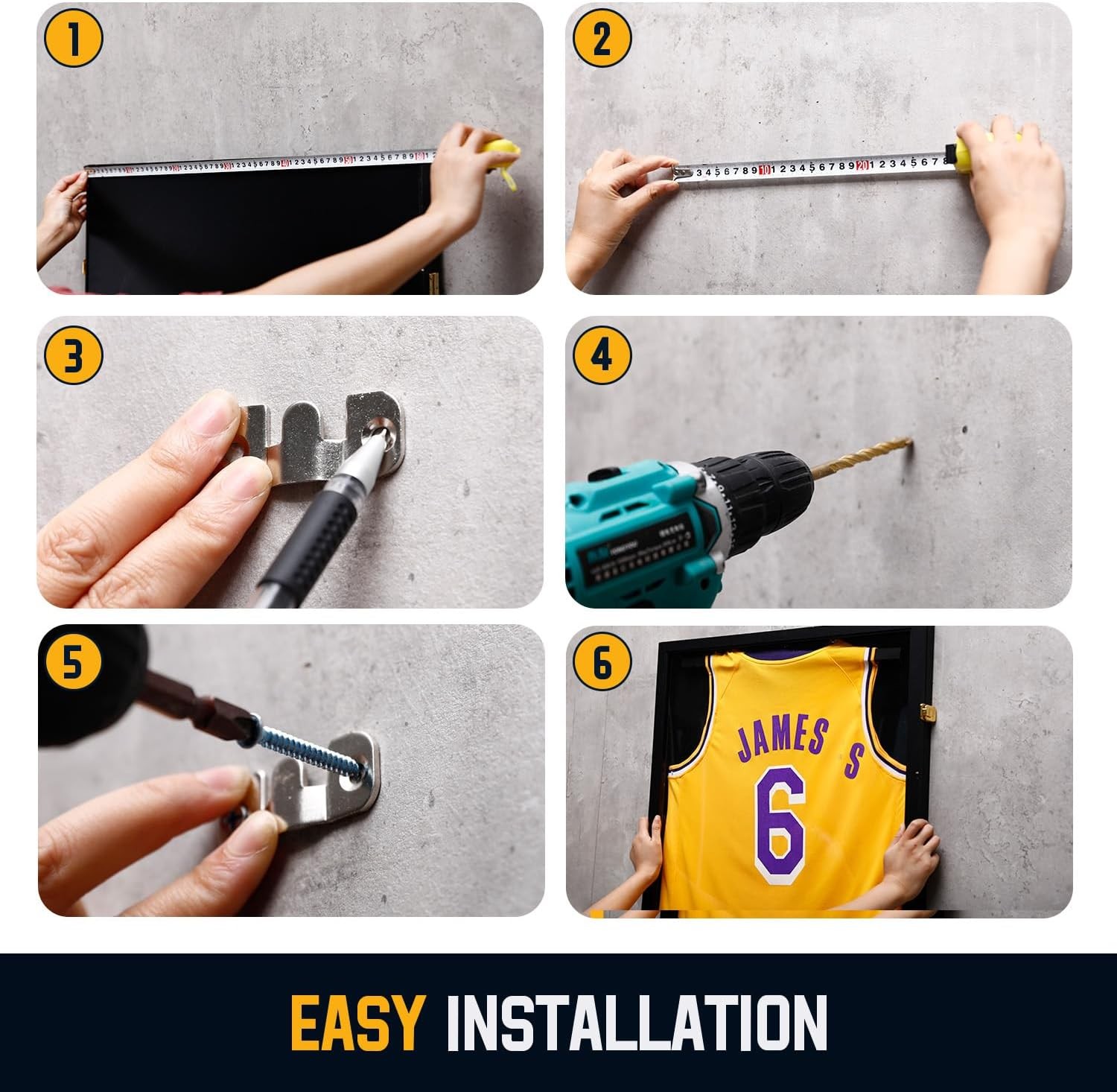 Jersey Frame Shadow Box Display Case w/ UV Acrylic Door for Sports Jerseys Black