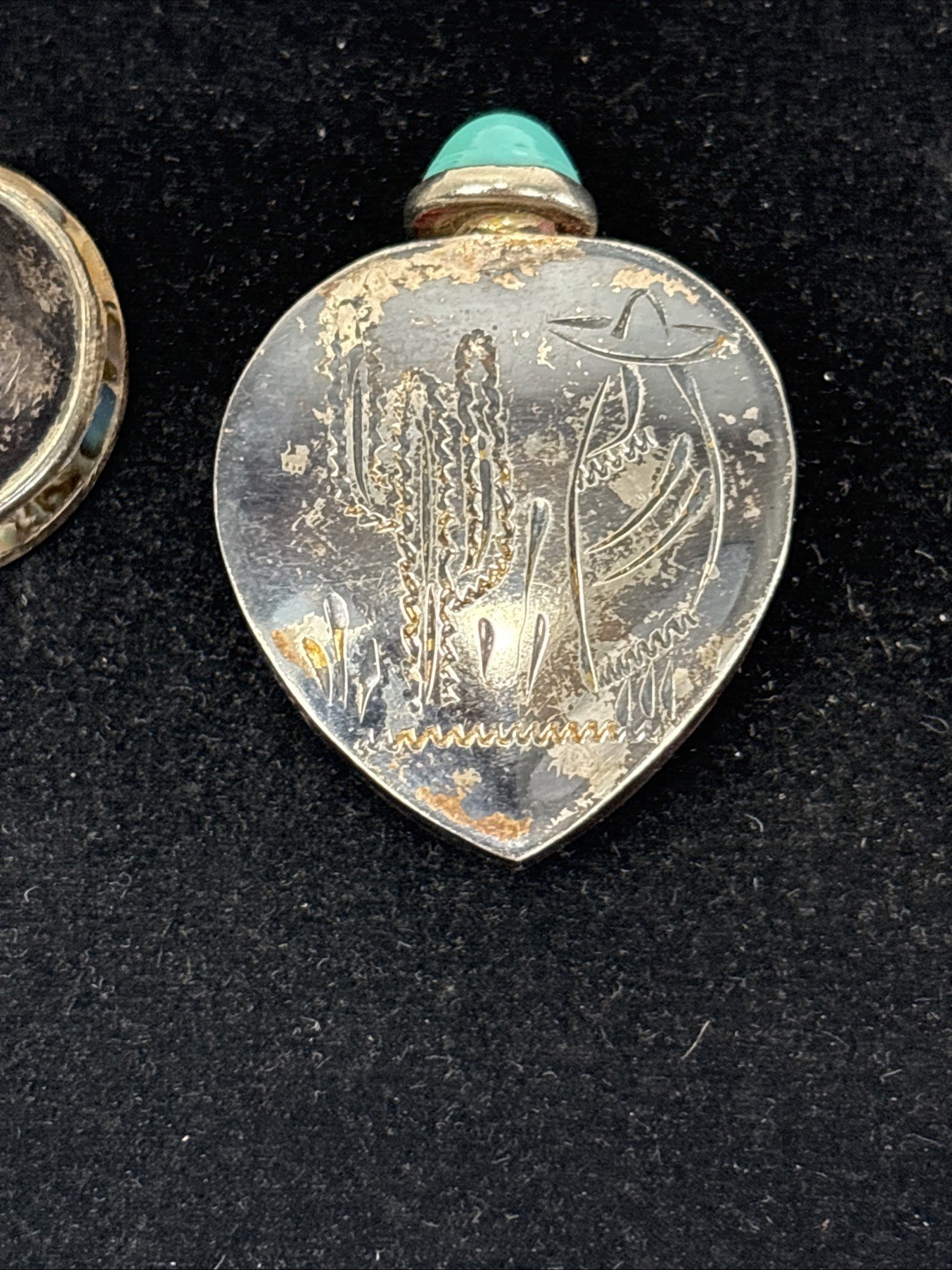 Vintage Sterling Silver Mexico Perfume Bottle and Funnel w/ MOP - 6 gr