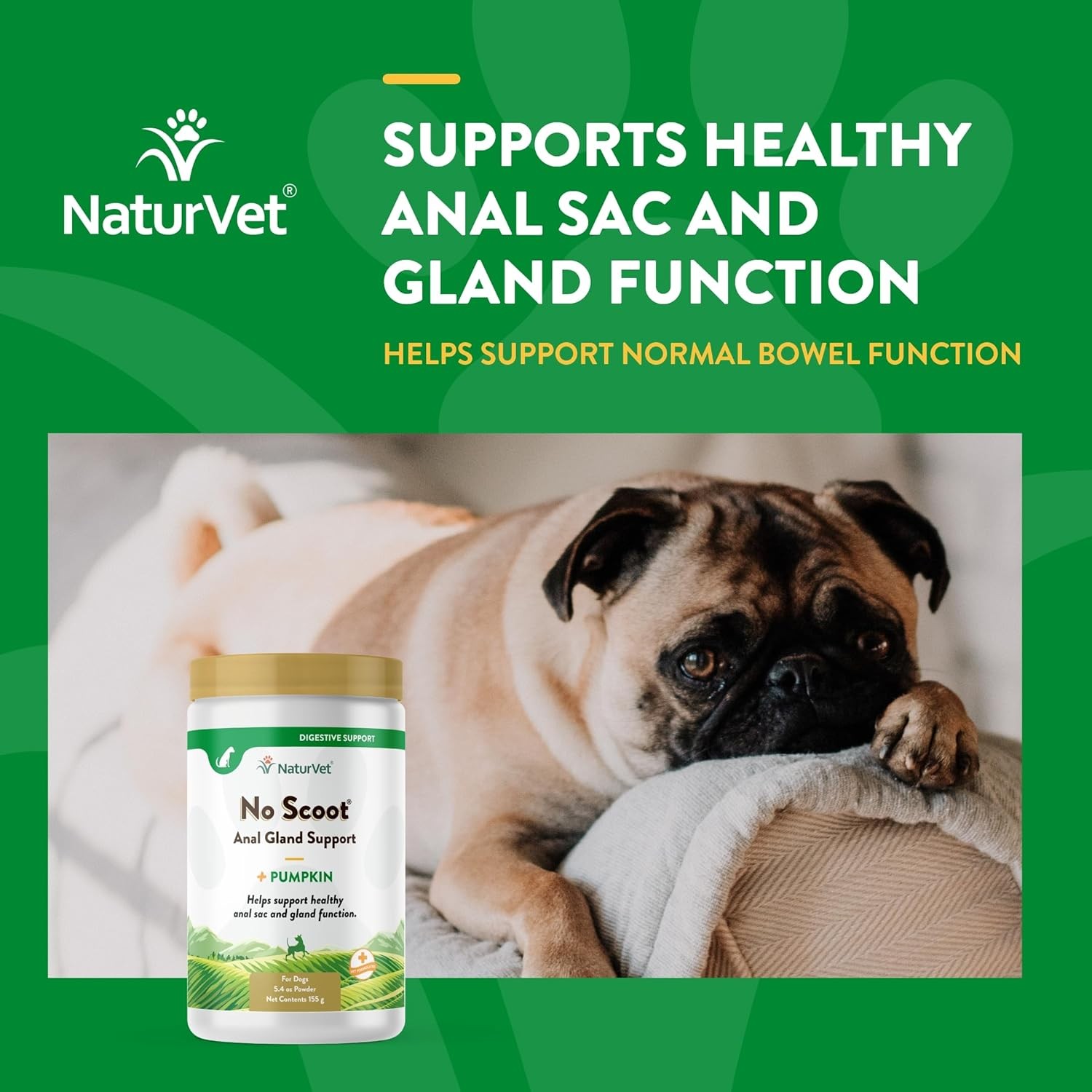 NaturVet NO SCOOT Gently Supports Natural Dog Bowel Function 30 Day 155 grams