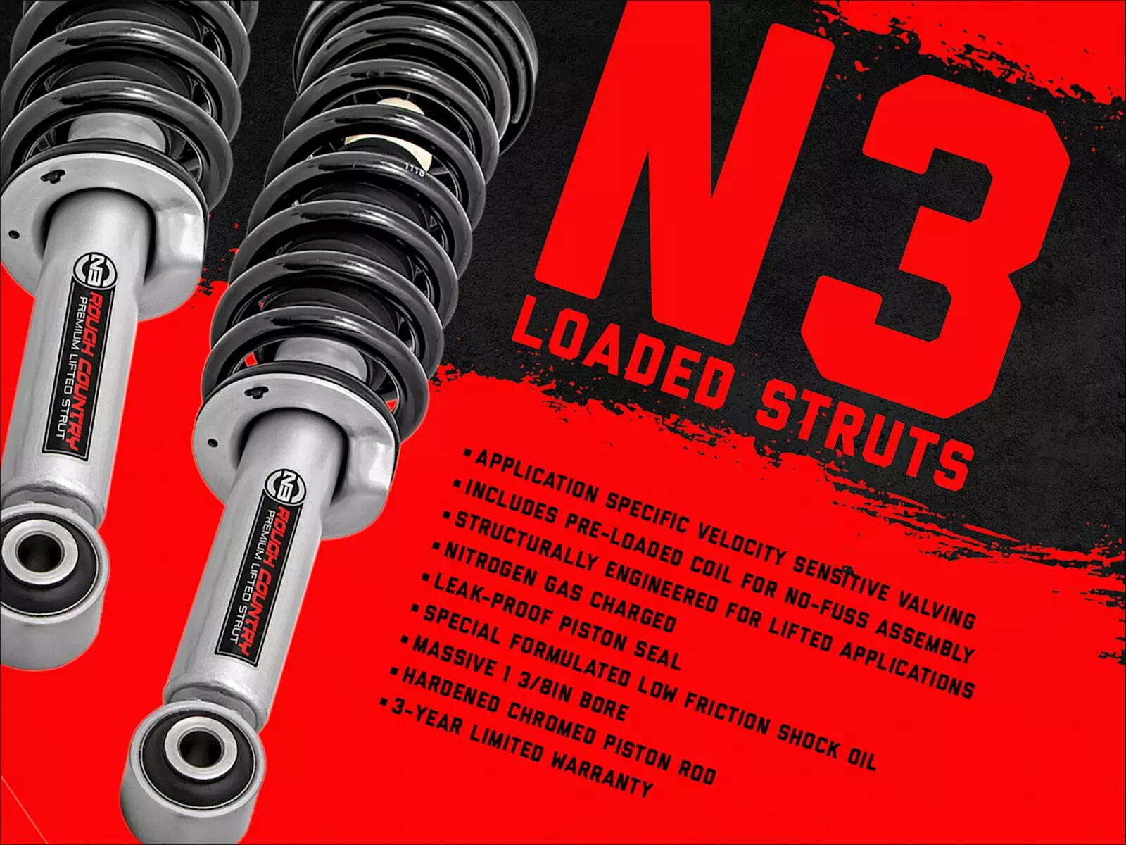 Rough Country 3.5" Lift Kit with N3 Struts & N3 Shocks for 05-23 Toyota Tacoma