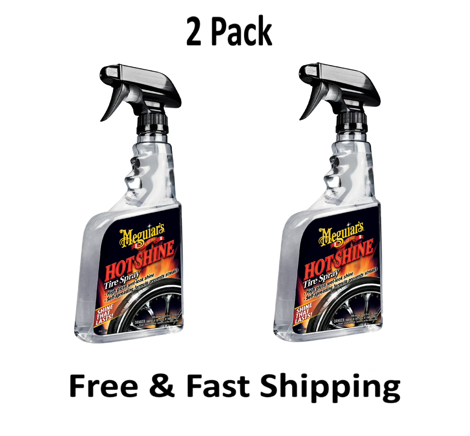 Meguiar's Hot Shine Tire Spray, G12024, 24 Oz Bottle, Easy To Use (Pack of 2)