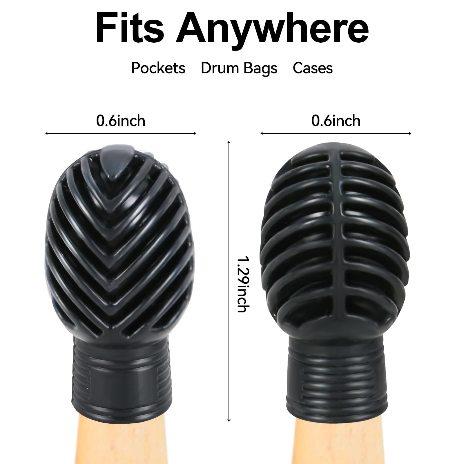 4 Pack Drumstick Dampeners for Silent Practice Drums Silicone 4 Pack, Black