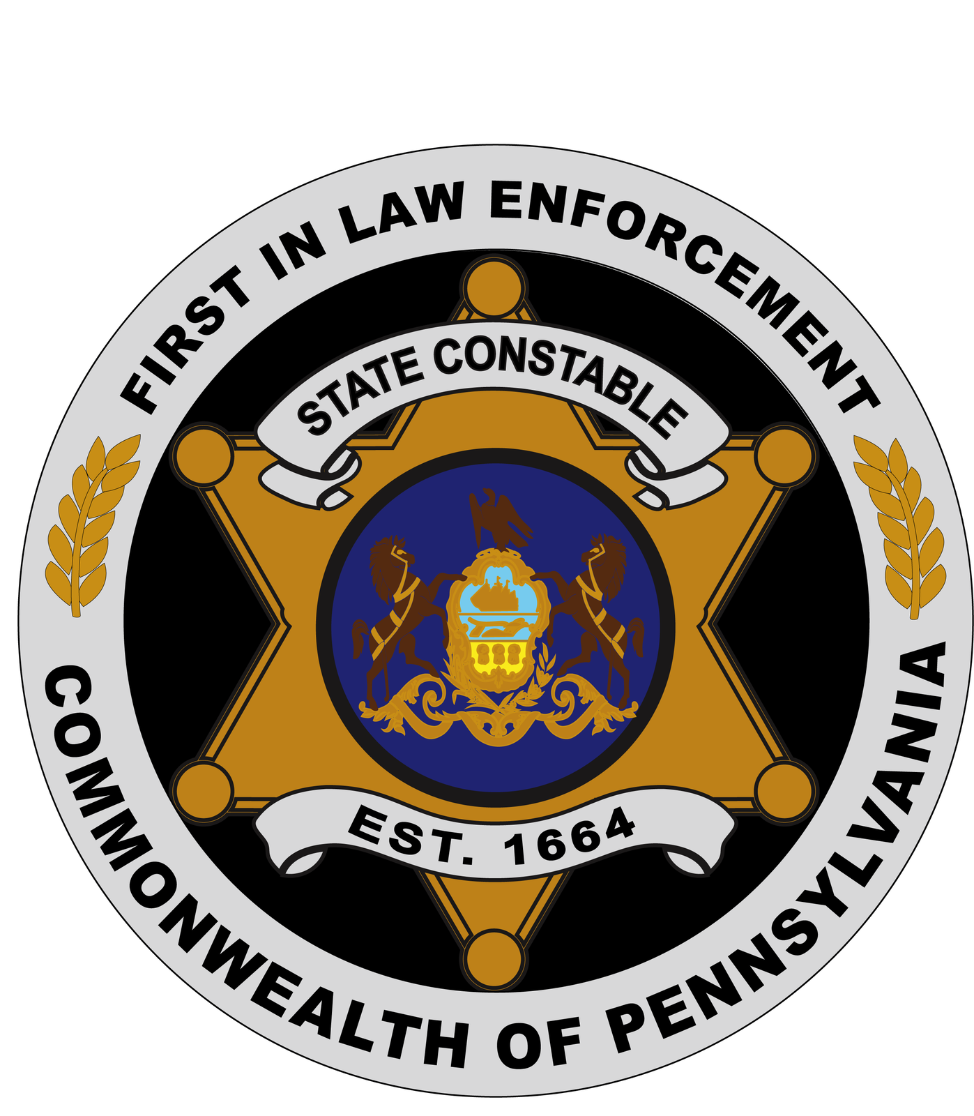 PA State Constable Badge Silver Six Point