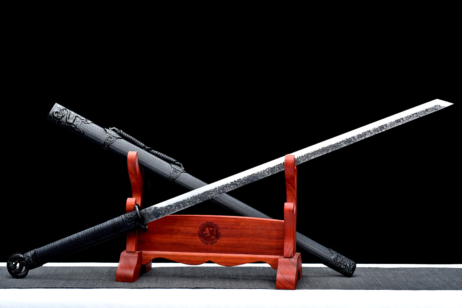 40'' Black Dragon Ninja Sword 9260 Spring Steel Japanese Straight Sharp Ninjato