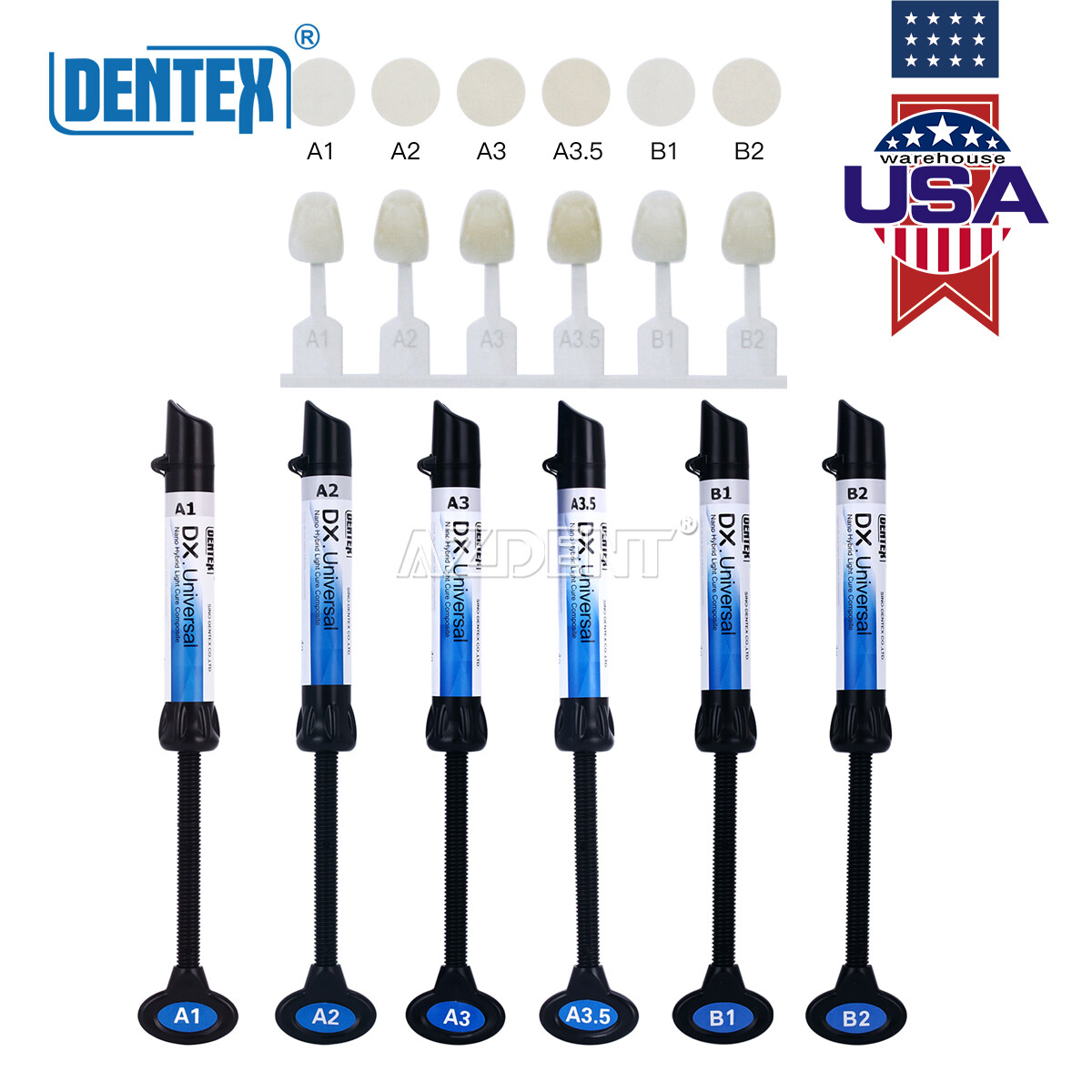 Dentex Dental Universal A1 A2 A3 A3.5 B1 B2 Recambio de Resina Compuesta de Foto