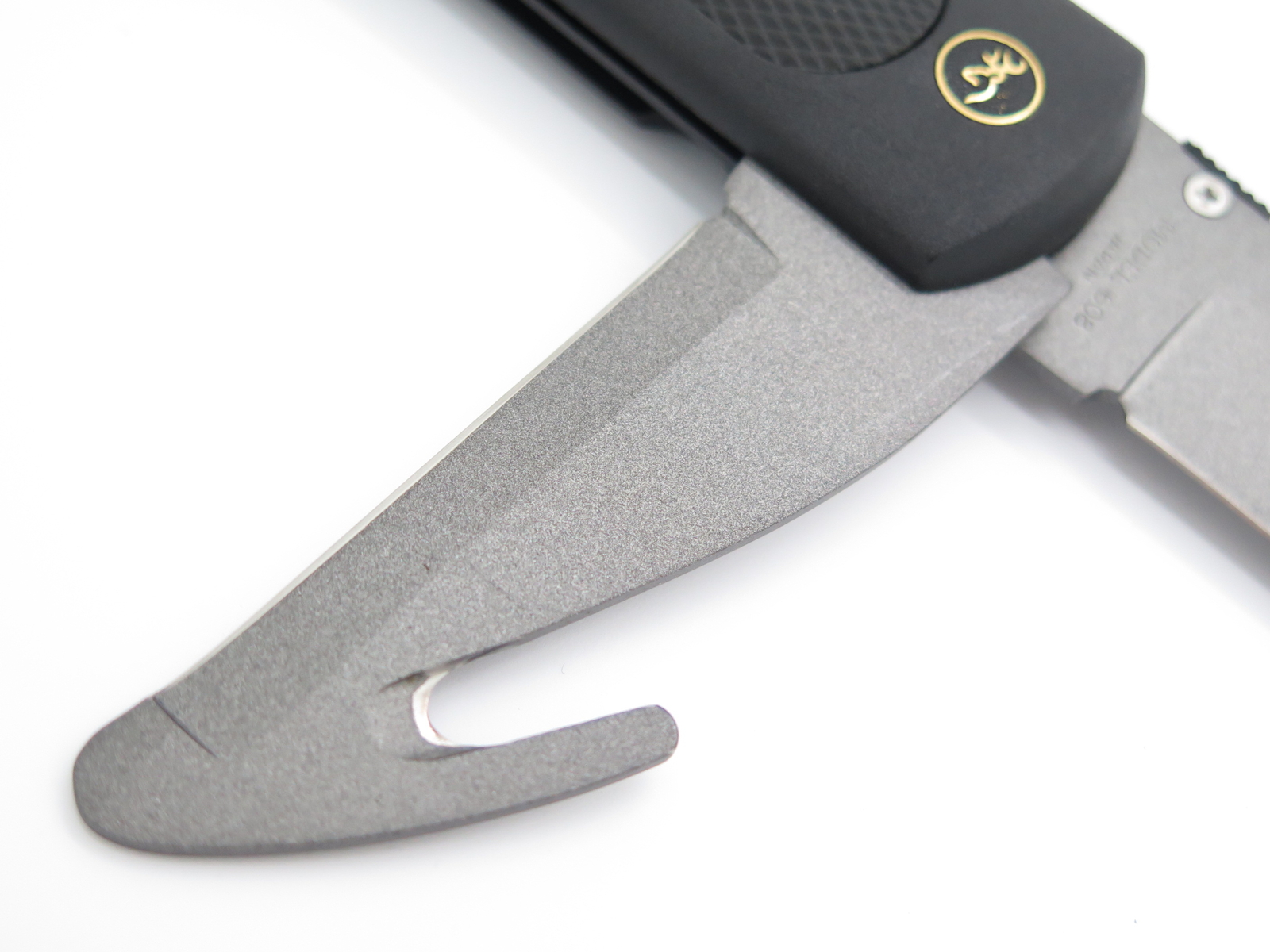 Vtg Browning 608 Kodiak FDT Seki Japan Black Guthook Folding Hunter Knife