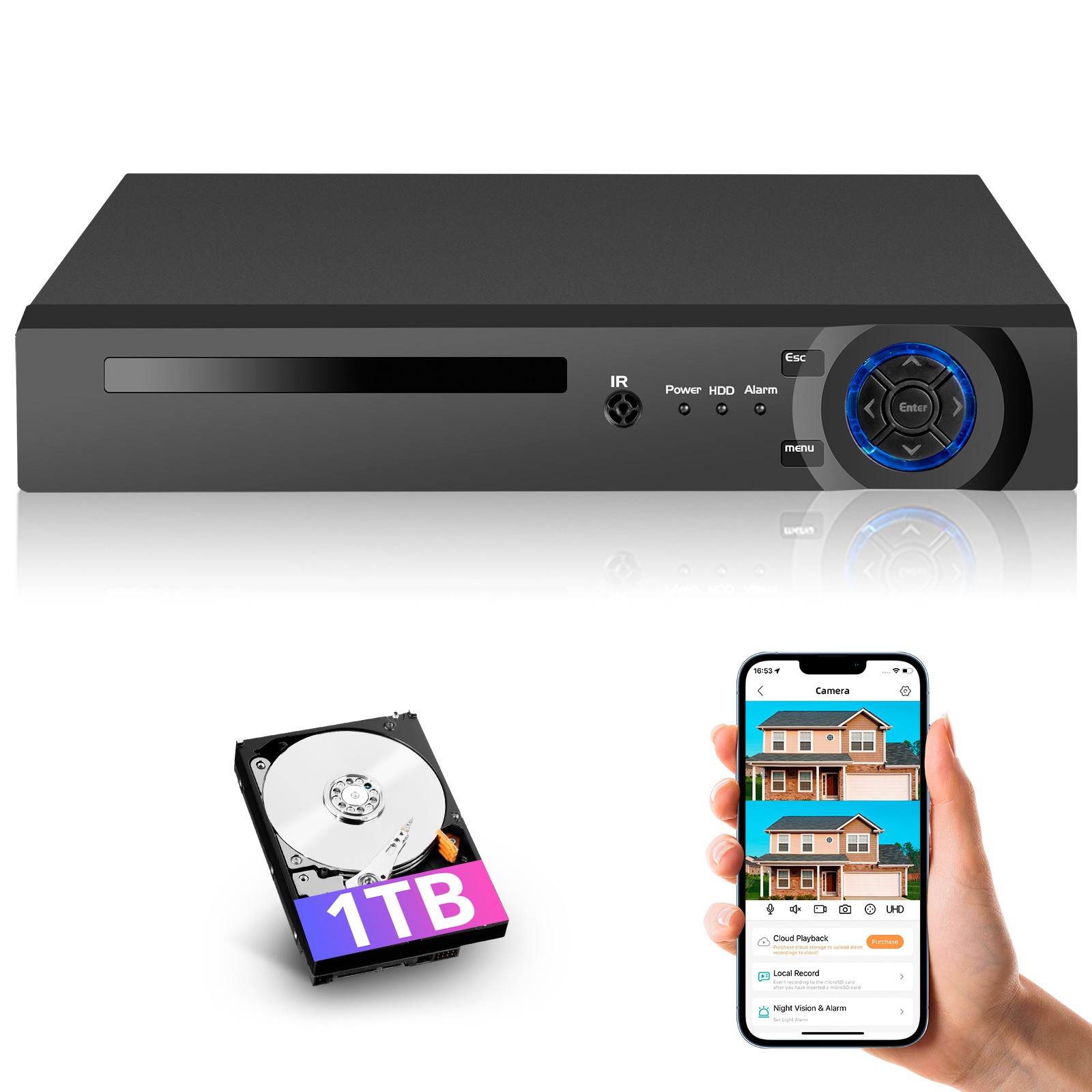 4K 8MP POE NVR IP Network Video Recorder H.265+ 1TB for Smart Security System