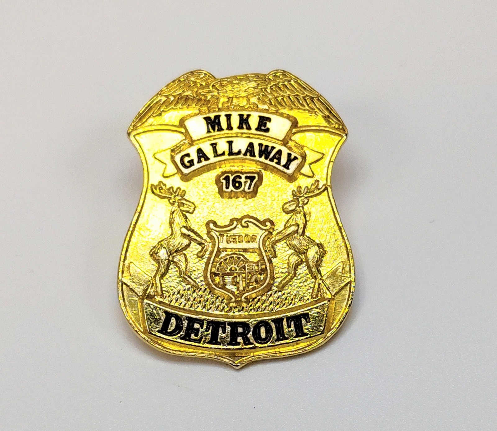 Vintage Detroit Police Dept Mini Badge Lapel Pin Pinback Hat Pin 1980s