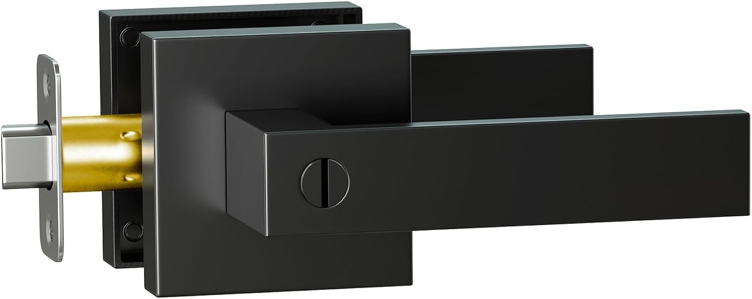 Matte Black Square Door Lever Handle Privacy Passage Dummy Keyless Interior Lock
