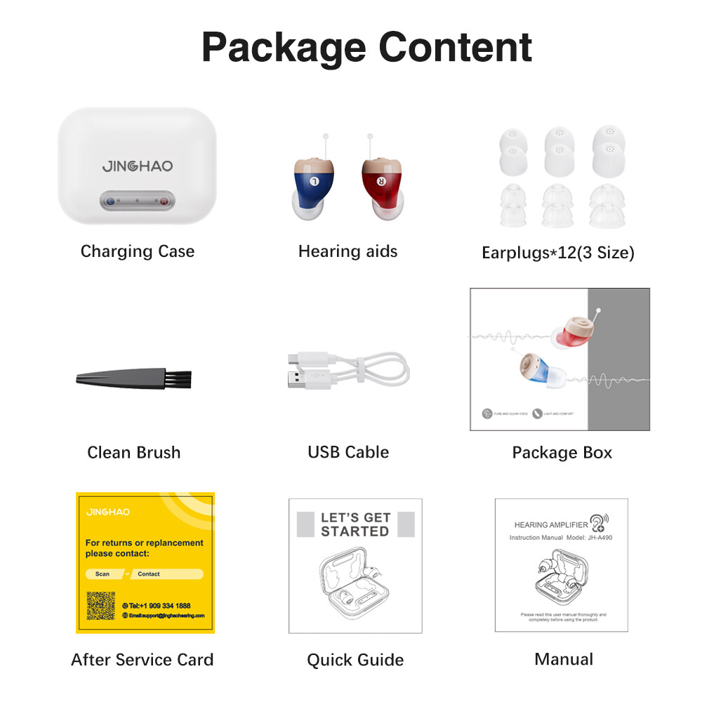 JINGHAO Rechargeable Hearing Aids Hearing Amplifier Sound Enhance -FREE RETURN