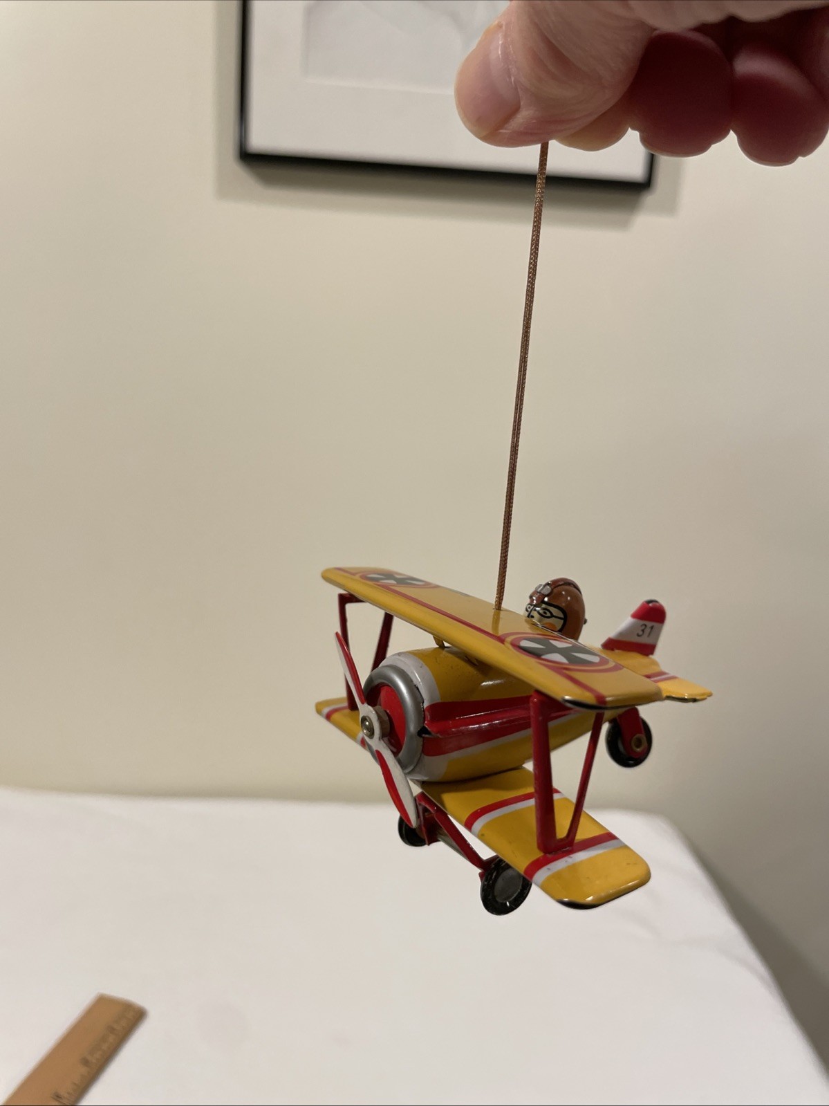 Schylling Bi-Plane Tin Toy Christmas Ornament Collector Series 3.5in