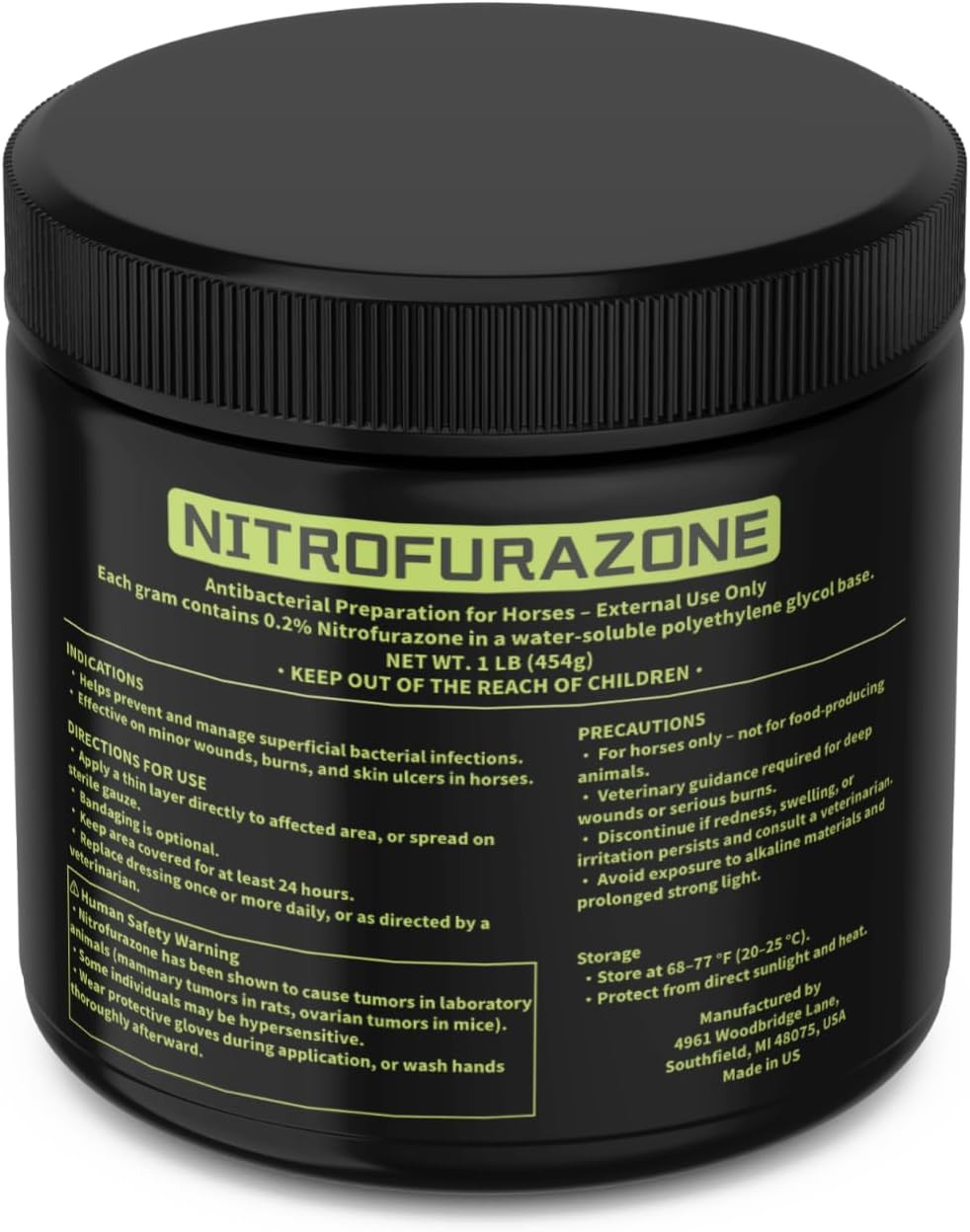 Treatment for Horses,Nitrofurazone,Natural Equine Wound Care,1Lb