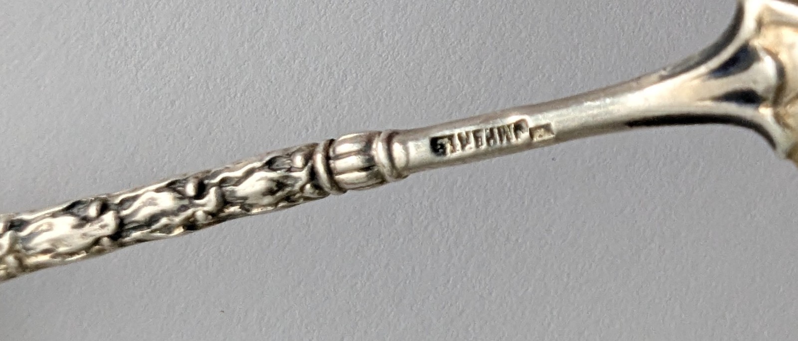 Antique 800 Silver Enamel Queen Spoon Eagle Top Josephine Signed 4.75" Tall