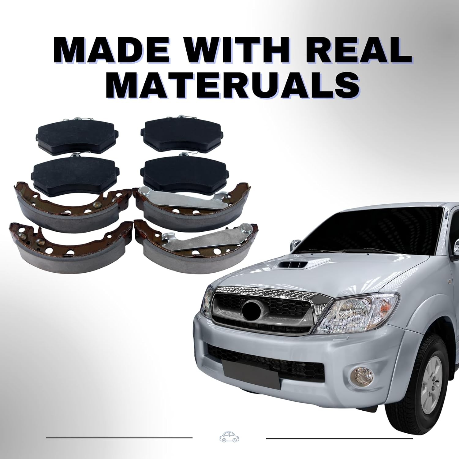 4X Brake Pad Front Brake Pads & Rear Drum Brake Shoes Replacement fits Toyota