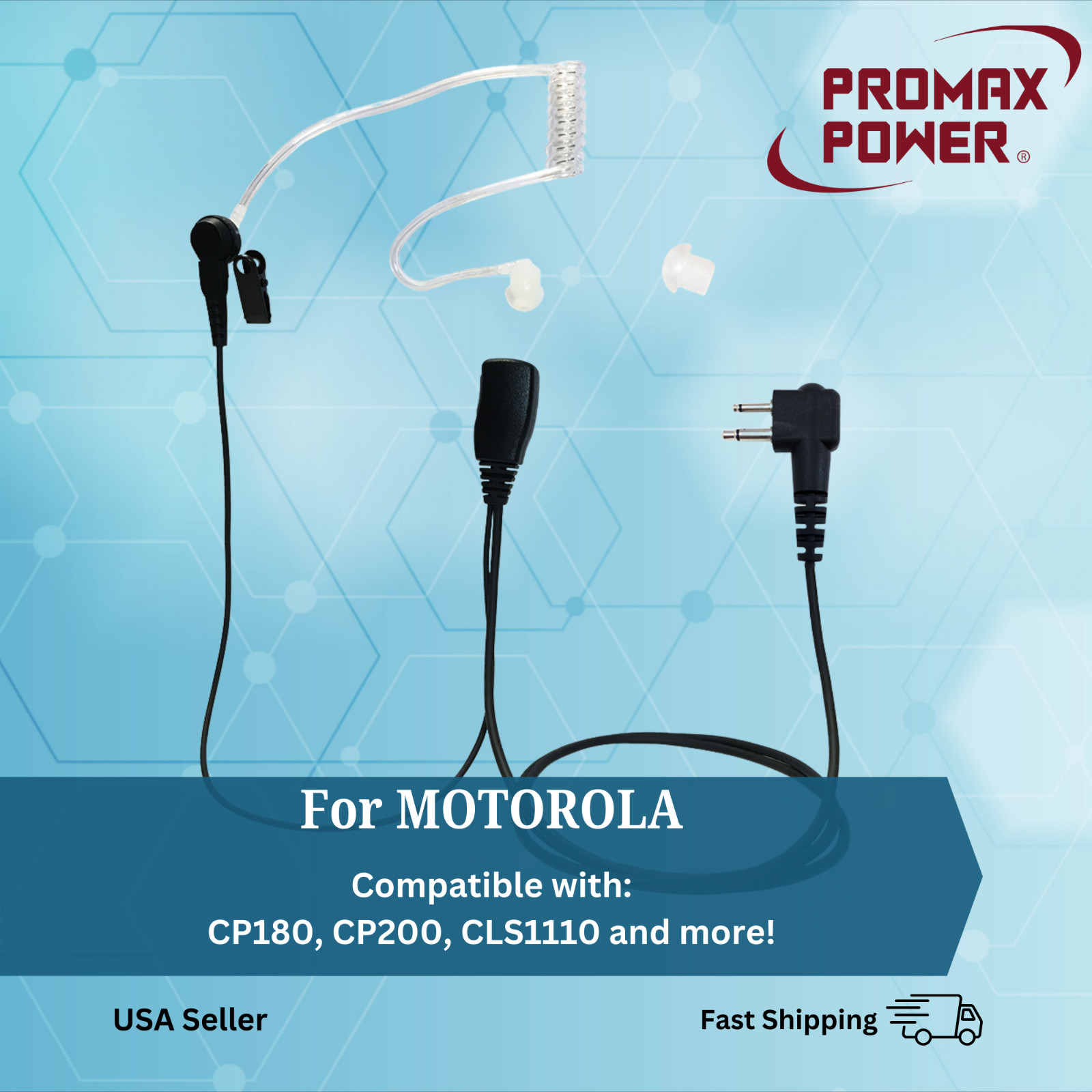 PTT Mic Acoustic Earpiece Headset for Motorola Walkie Talkie CP180 CP200 CLS1110