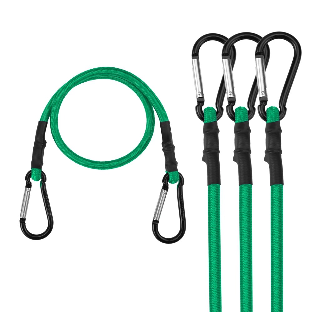WORKPRO 24 Inch Bungee Cords with Hooks, 4 Pack Superior Rubber Heavy Duty Green