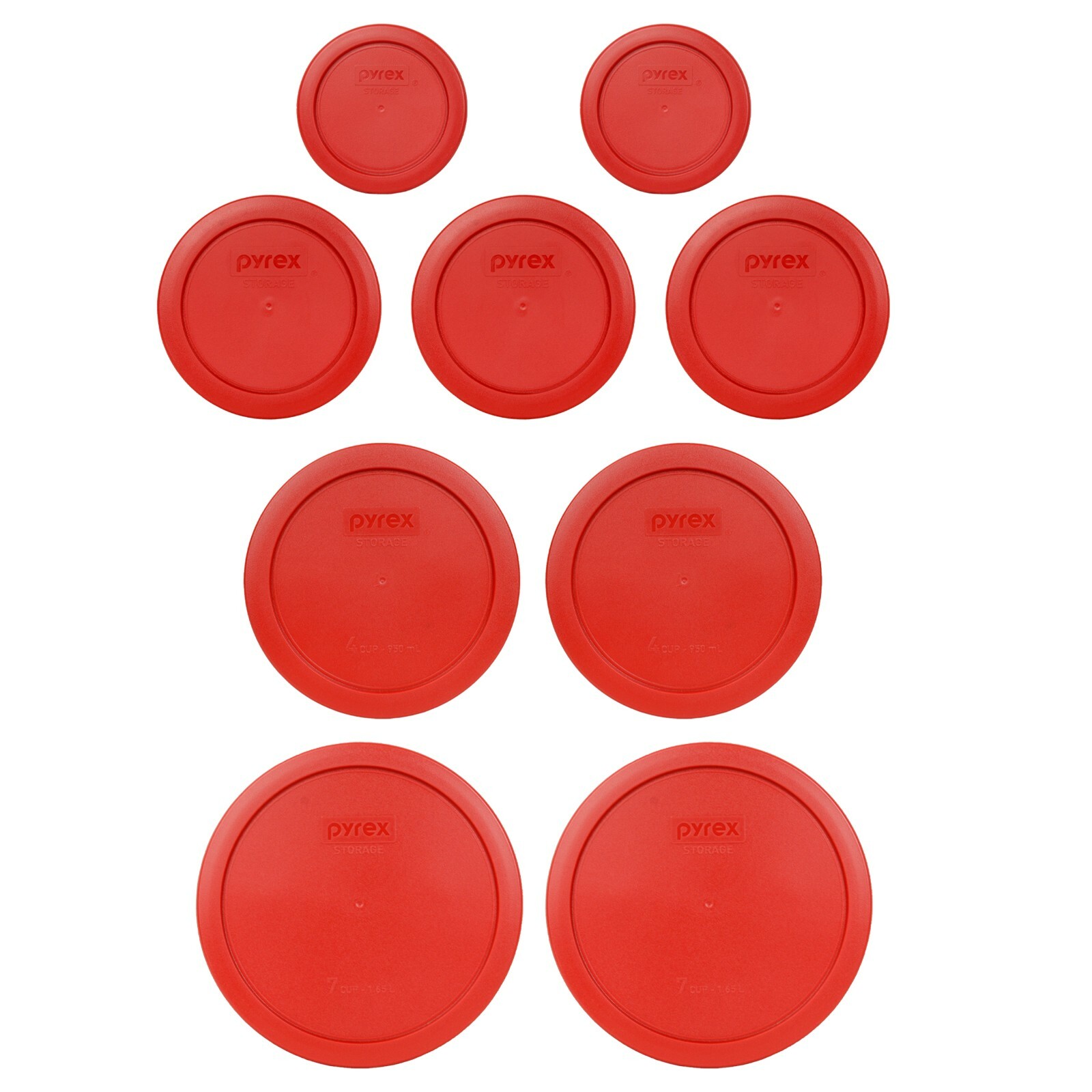 Pyrex 9 Piece Poppy Red Replacement Lids for 7402-PC, 7201-PC, 7200-PC, 7202-PC