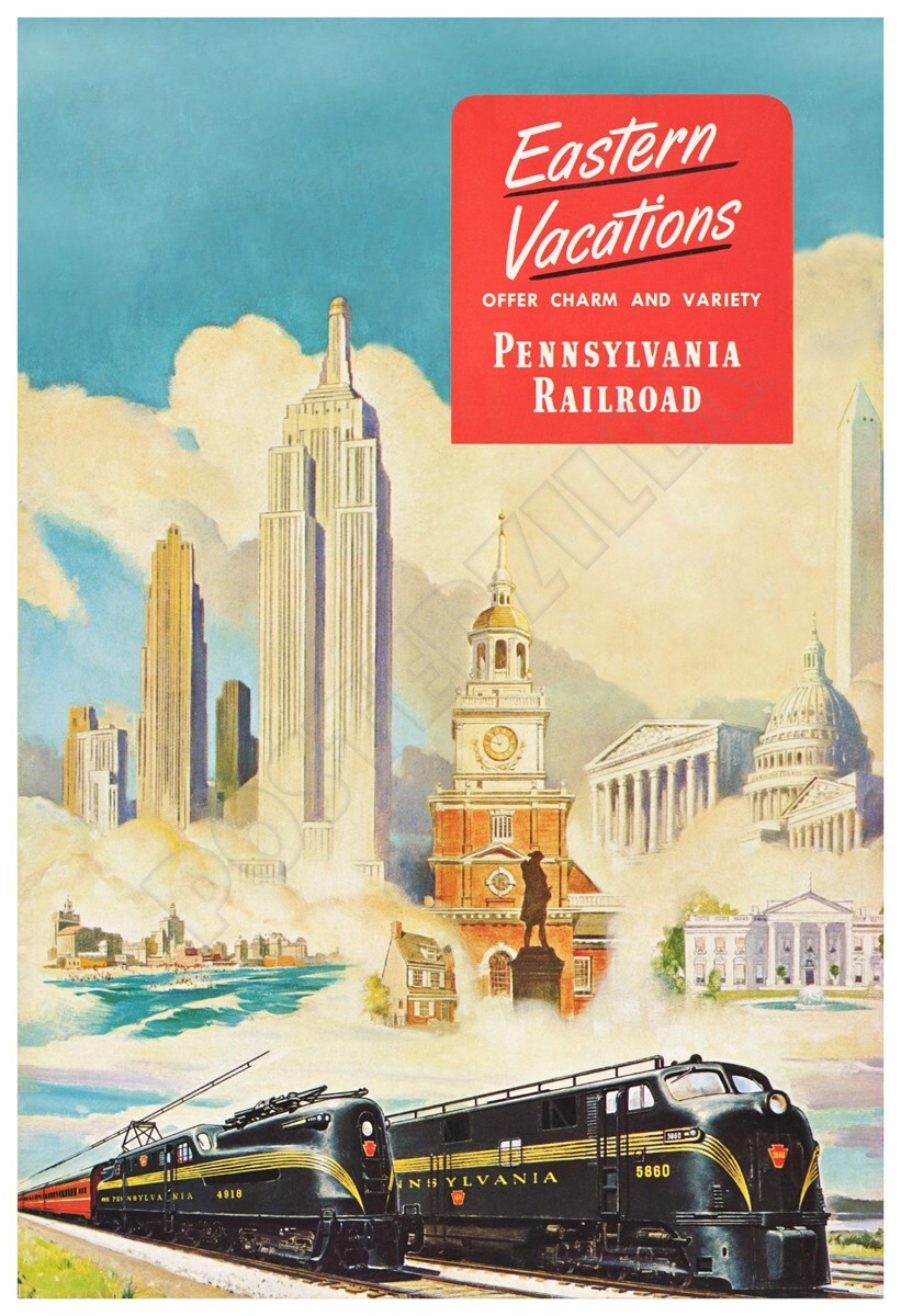 1951 Pennsylvania Railroad "Eastern Vacations" Vintage-Style Advertising Poster