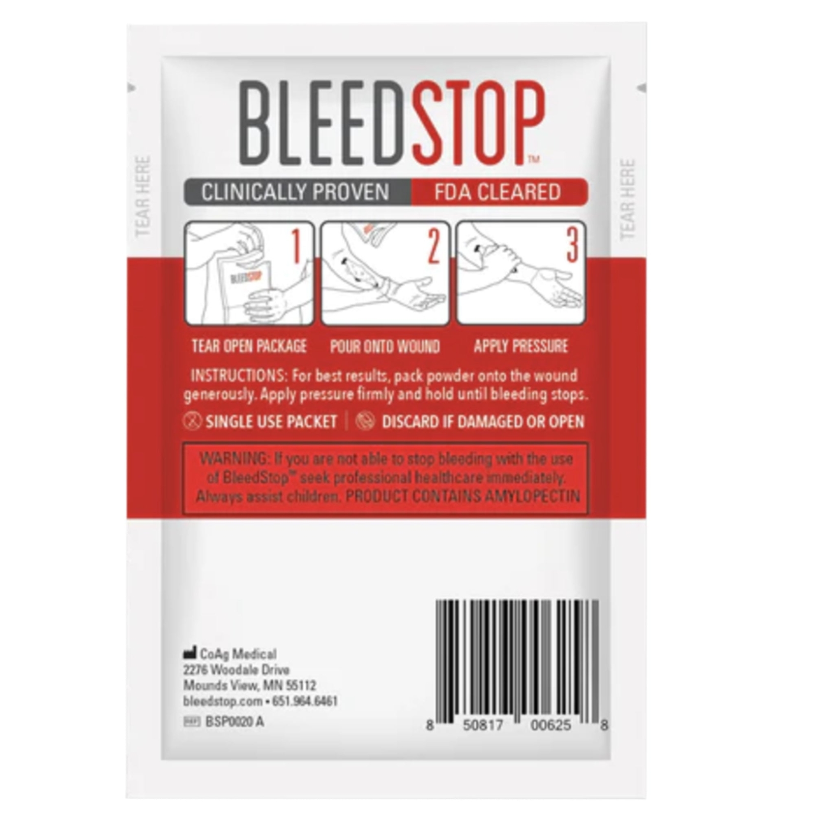 BleedStop 20g Packet First Aid Stop Bleeding Seconds Emergency Home Trauma Kit