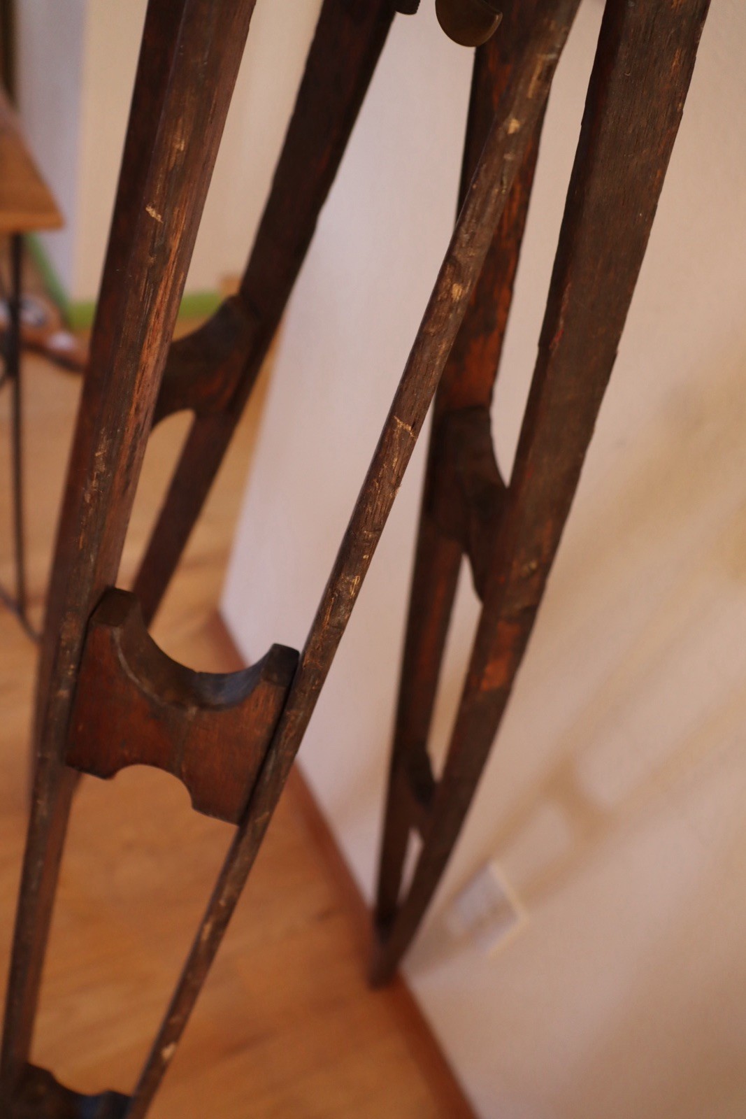 Antique Wood Survey Tripod Oak And Brass