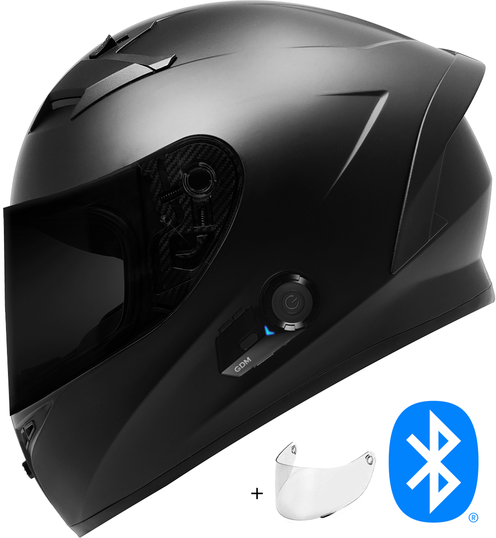 NEW GDM VENOM SUPERSONIC Bluetooth Motorcycle Helmet Matte Black S M L XL XXL