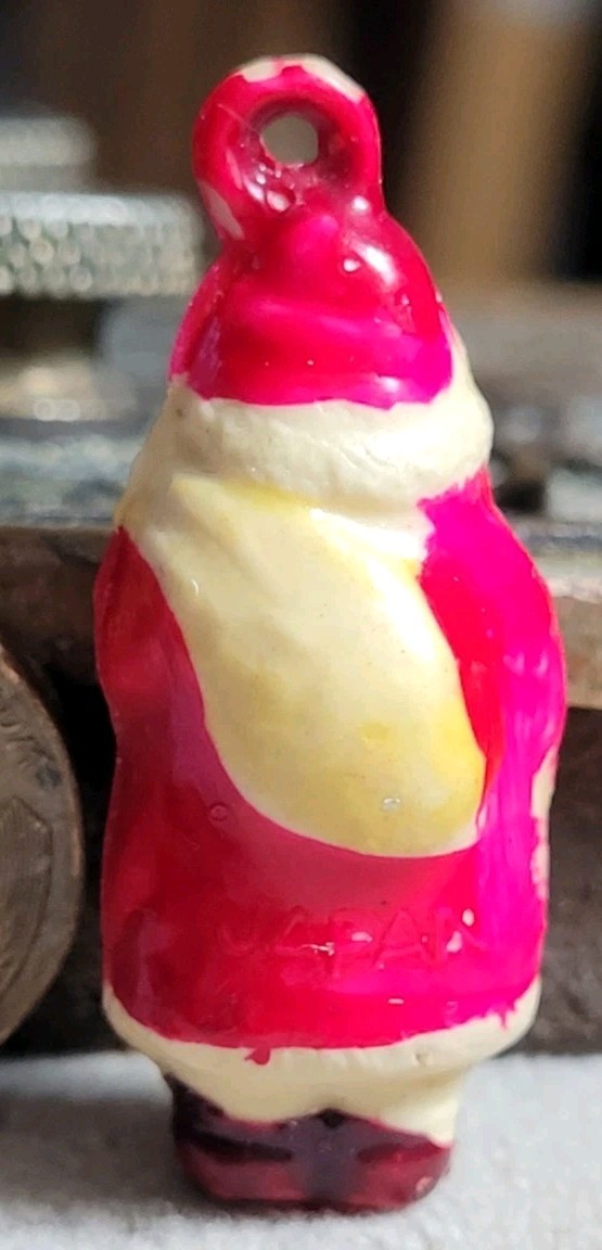 Vintage Celluloid Puffy Santa Claus Charm Prize Jewelry