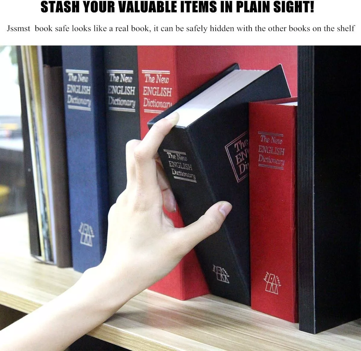 Safe Lock Box Book Vault with Key Metal Fire Proof Secret Money Hidden Gun Cash