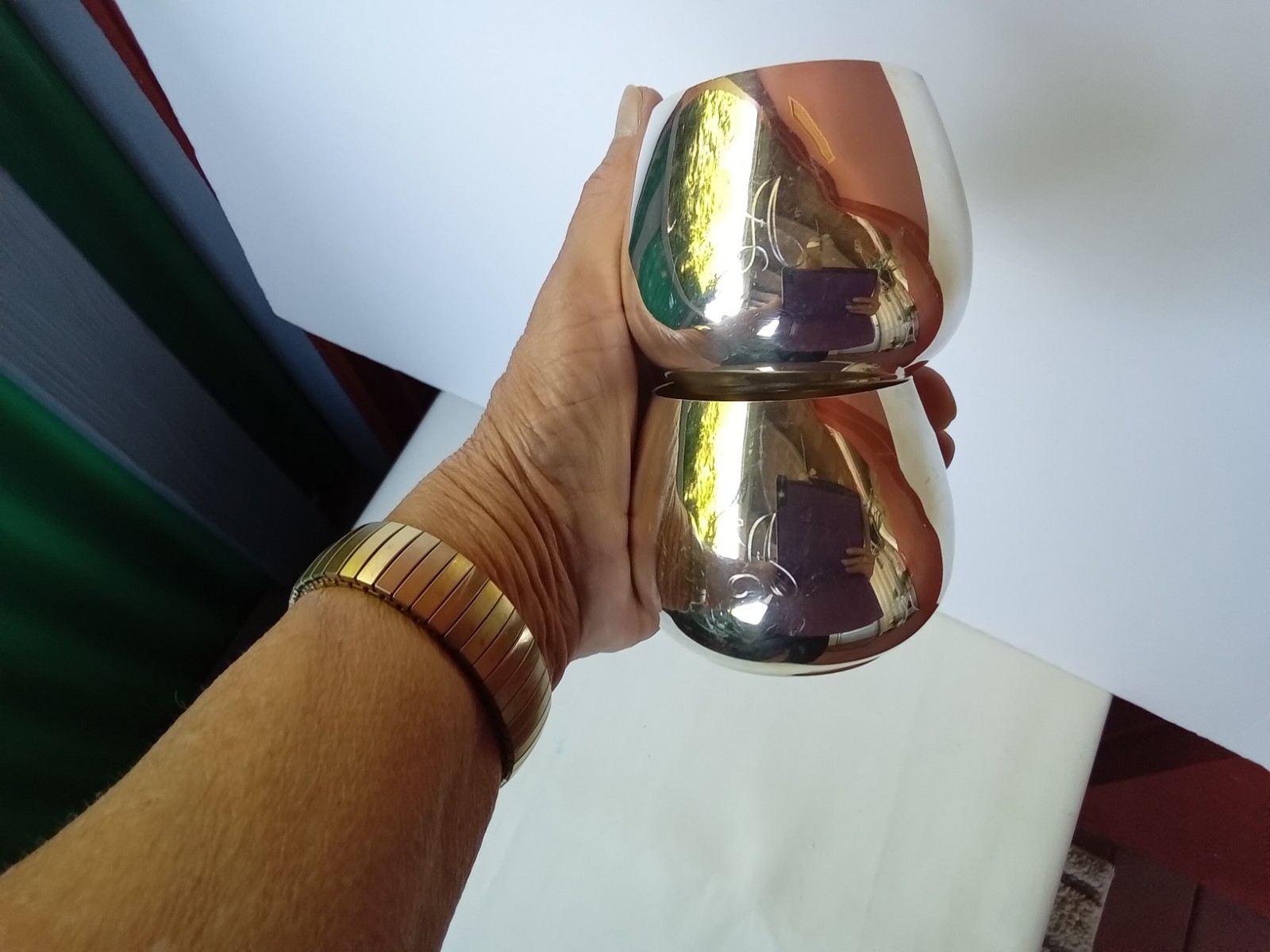 STERLING SILVER W.M. ROGERS SILVERPLATED CORDIAL BRANDY CUPS MONOGRAMMED "A"