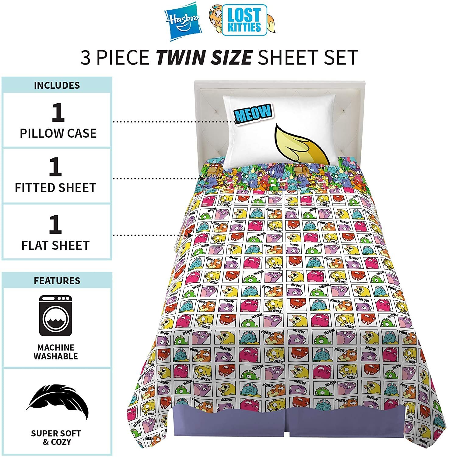 Franco Kids Hasbro Lost Kitties Twin Sheet Set