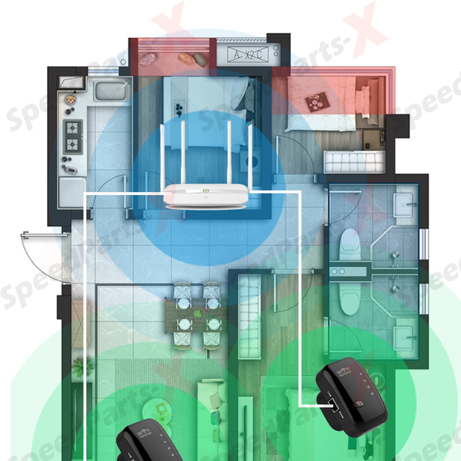 WiFi Range Extender Internet Booster Wireless Signal Repeater Amplifier Black