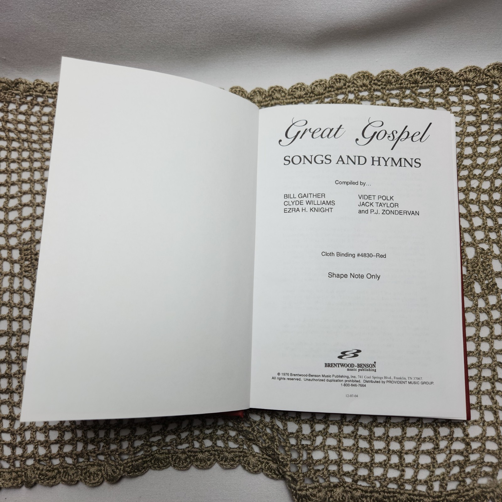 Vintage 1976 Great Gospel Songs And Hymns Red Hardcover Shape Note Edition