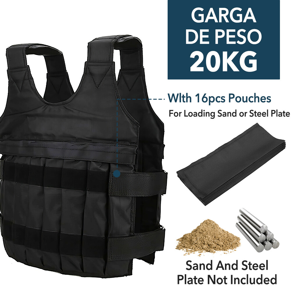 110lbs Exercise Weight Vest Weighted Adjustable Fitness Training Workout Sports