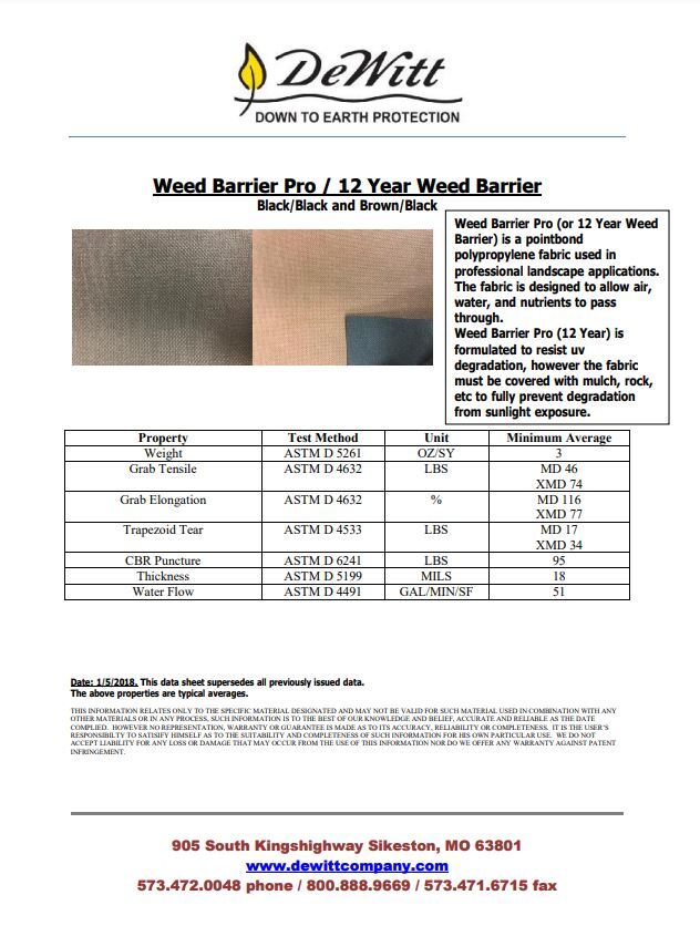 DEWITT WEED BARRIER PRO NON WOVEN LANDCAPE FABRIC 3FT,4FT,6FT,8FT & 12FT X300
