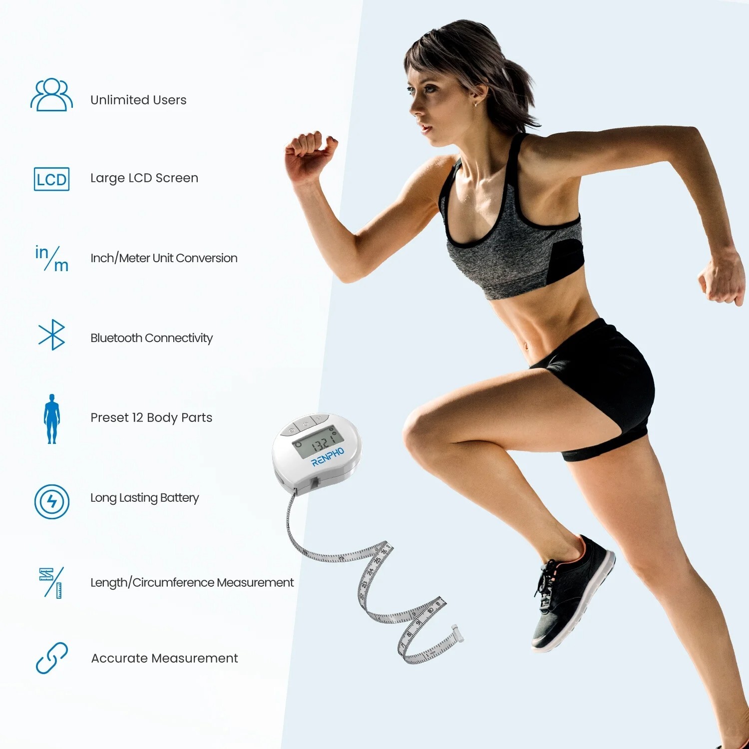 Smart Tape Body Measuring Tape Bluetooth Tailor Tape Ruler Seamstress Soft Flat