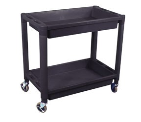 Heavy Duty Plastic 2-Shelf Utility Cart, Black AST-8330