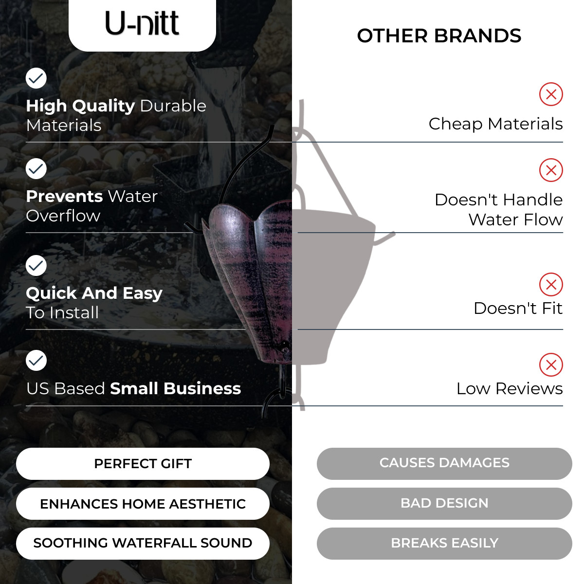 8.5 ft rain chain crimson red scallop cups 786/5570RD NEW