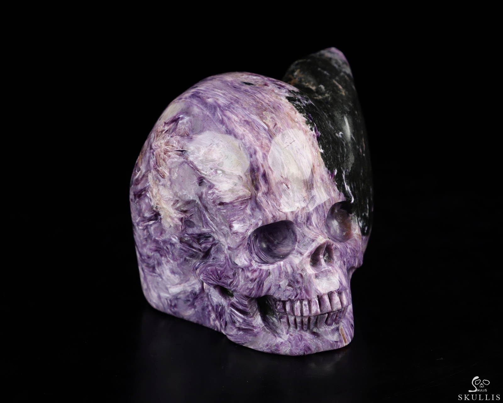 Gemstone 2.2" Russian Charoite Hand Carved Crystal Skull Fine Art Sculpture