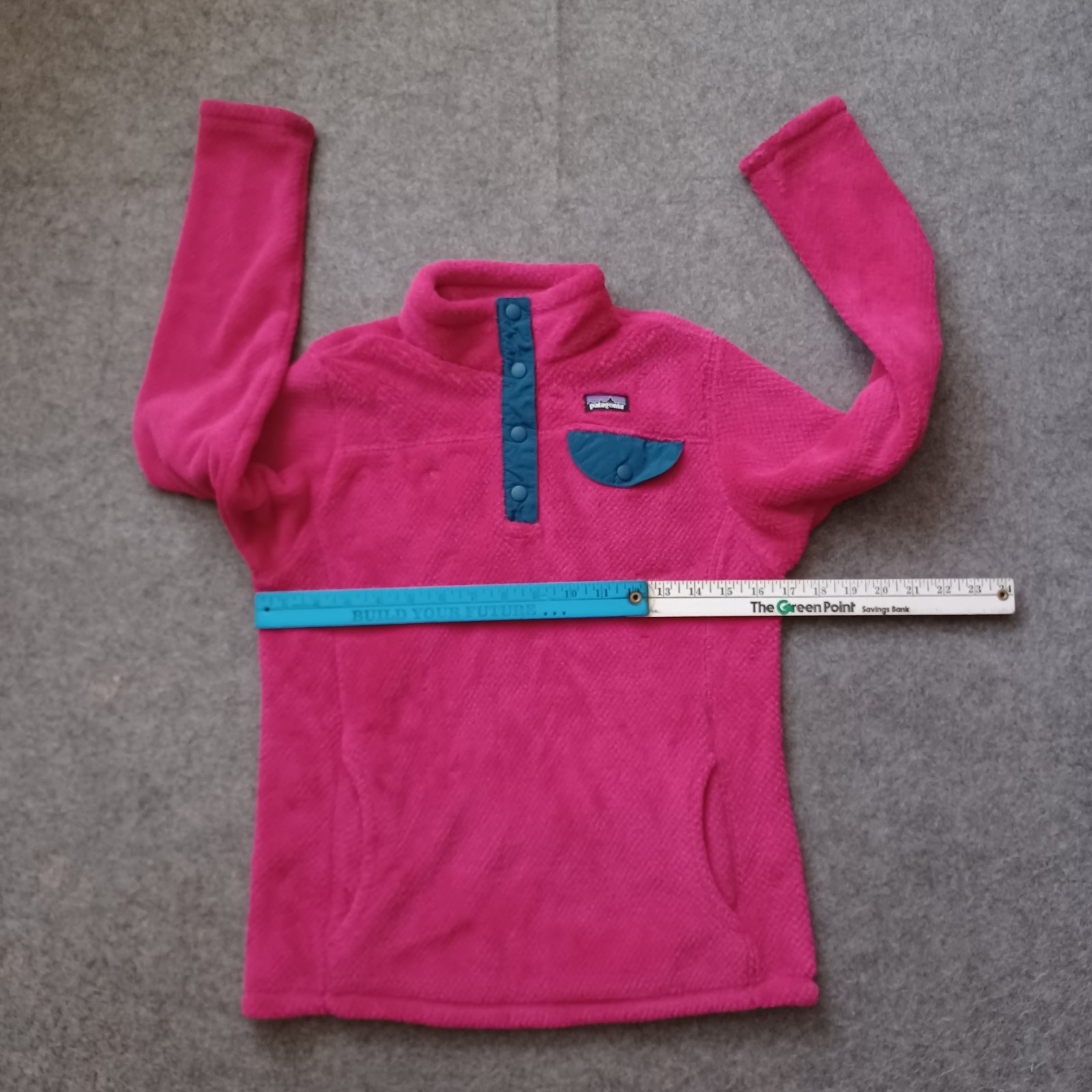 Patagonia Snap-T Fleece Jacket Girls Large 12 Pink Polartec Pullover Youth Fuzzy