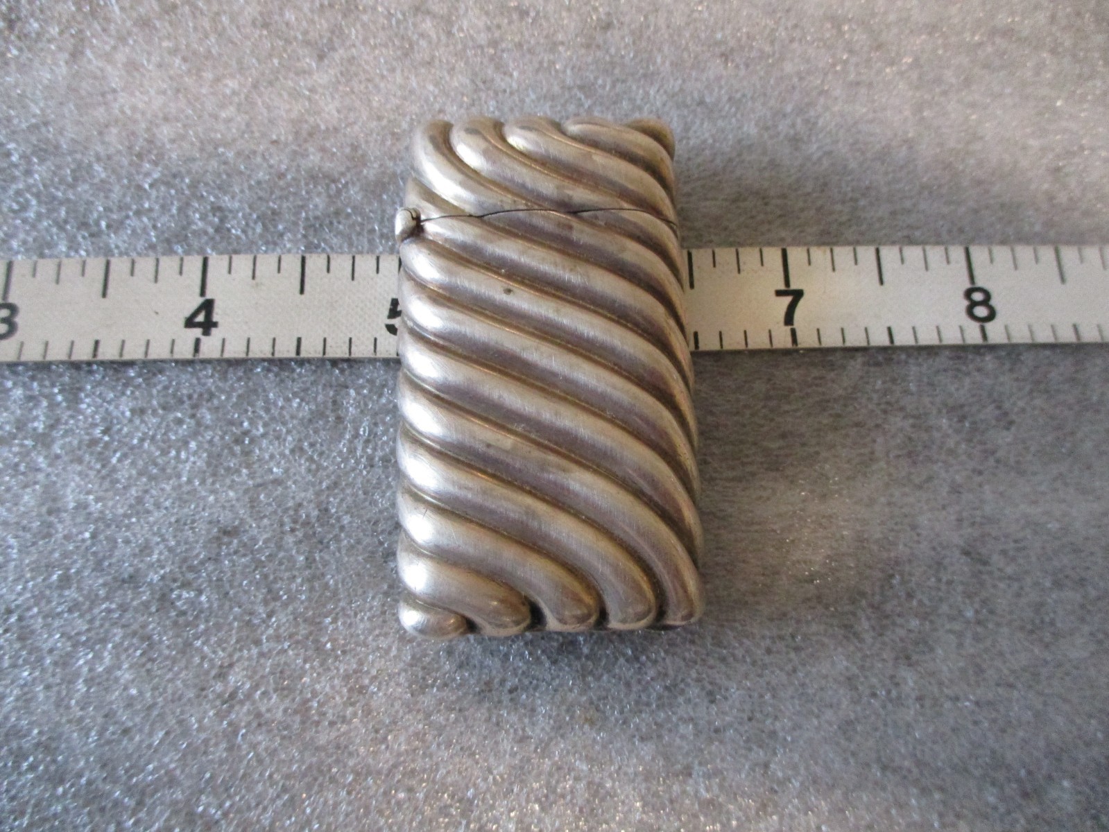 VINTAGE STERLING SILVER VESTA CASE MATCH SAFE SWIRL TEXTURED 1920s - 34.04g