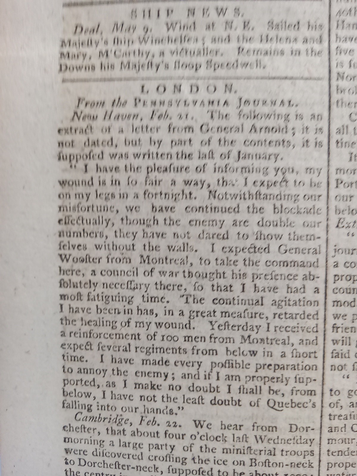 Original 1776 British Newspaper - American Revolutionary War - Colonies