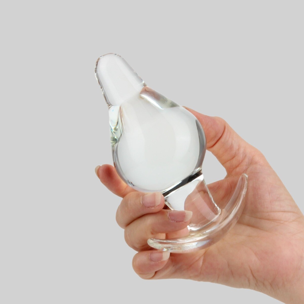 Wearable Glass Extra Thick Anal Butt Plug Probe with Anchored Base Anal Sex Toys