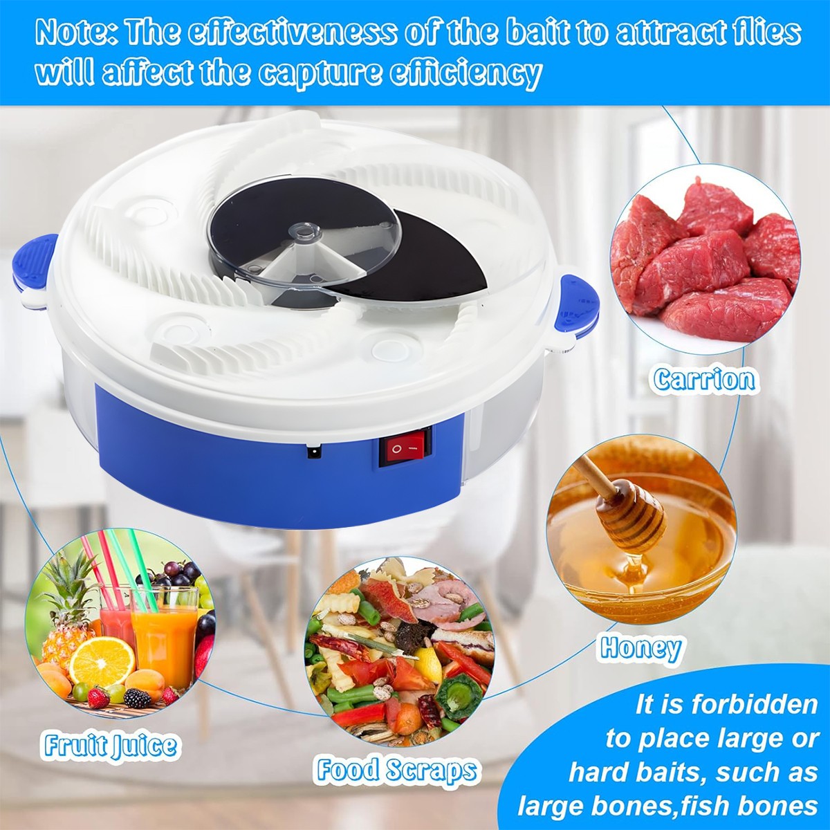 Electric Fly Trap Automatic Fly Catcher Rotating Fly Pest Repellent Kitchen Tool