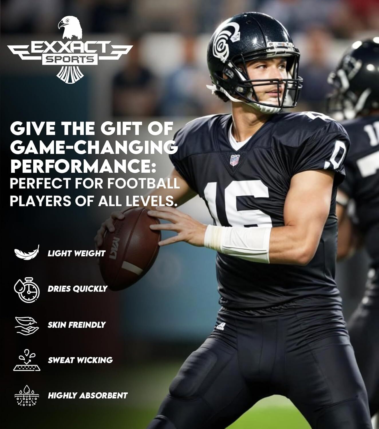 Exxact Sports Streamer Football Towel with Hook & Loop Fastener,Ultra Thin Towel