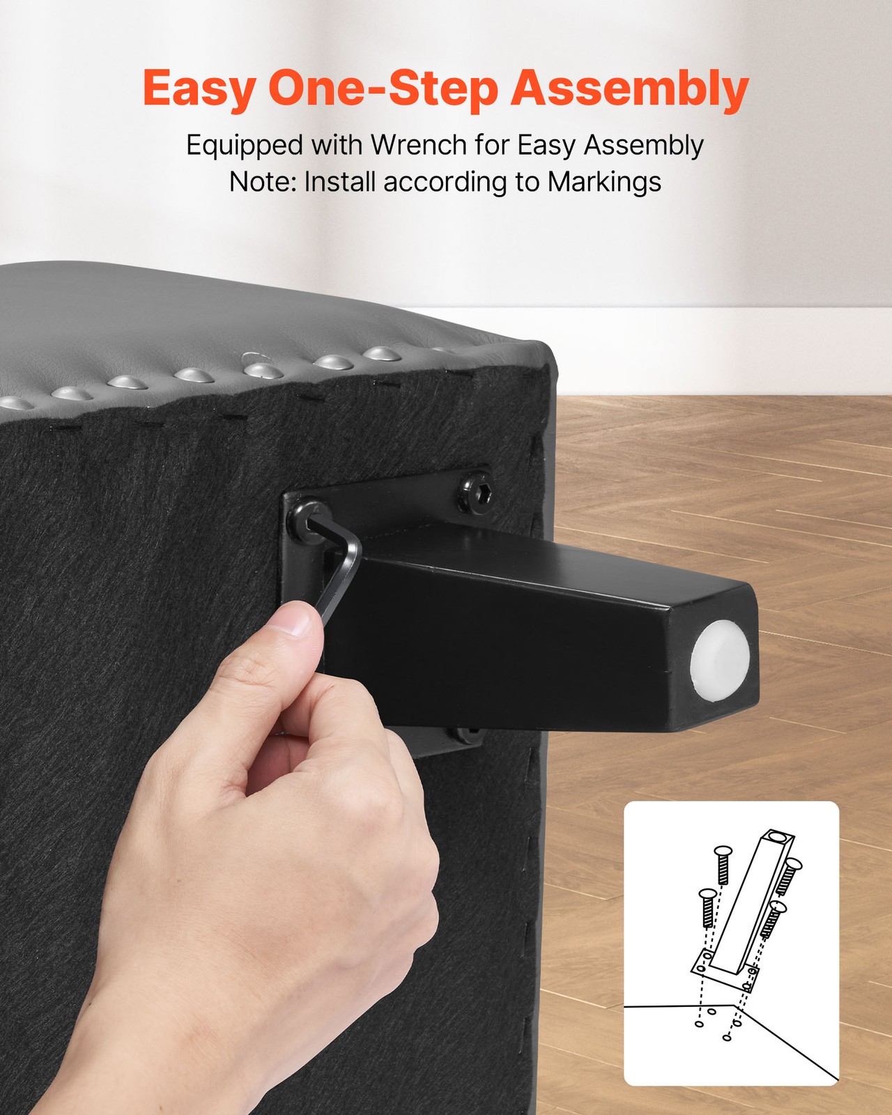 Uimoso Button-Tufted Storage Ottoman Bench PU Leather Bench with Wood Legs Gray