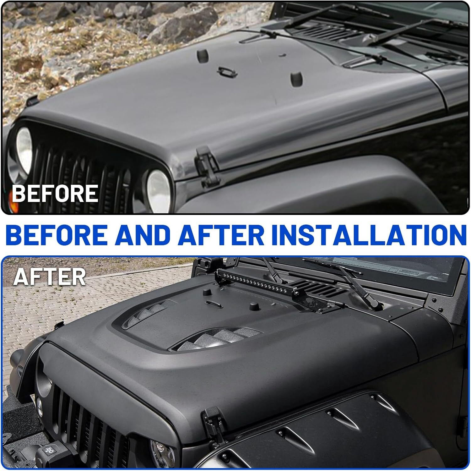 For 2007-18 Jeep Wrangler JK JKU Metal Replacement Hood 10th Anniversary Style