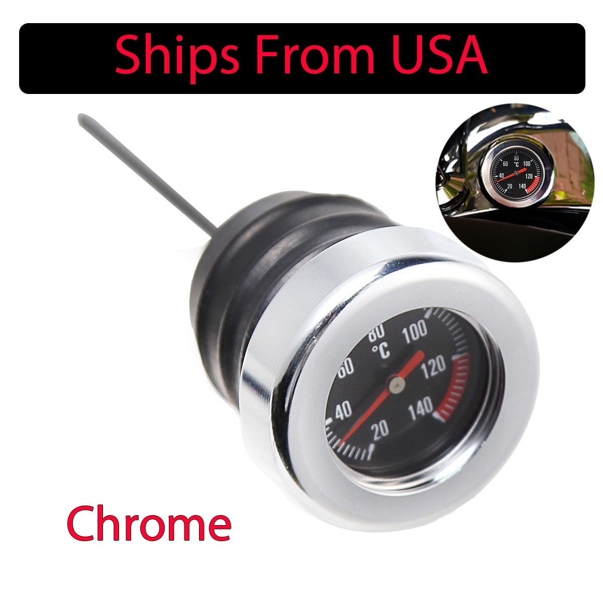 US Chrome Oil Temperature Dipstick For Harley Softail 00-17 FLSTF Fat Boy