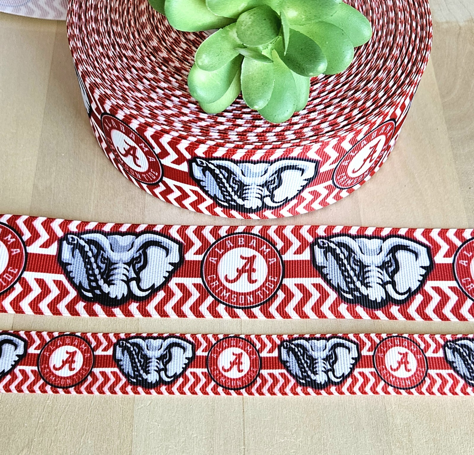 7/8 & 1.5" (1 YD) Alabama Crimson Tide Grosgrain Ribbon Roll Tide